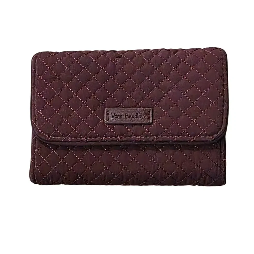 Vera Bradley Iconic RFID Riley Compact Wallet Trifold Burgandy NWOT - Picture 1 of 6